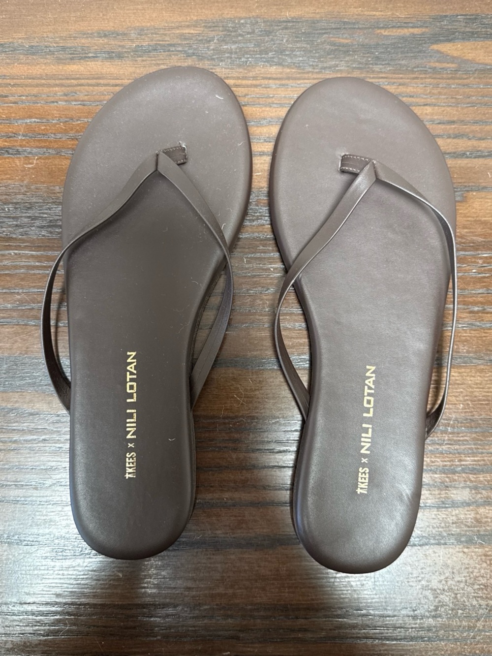 Nili Lotan Dark Brown Slim Thong Leather Sandals